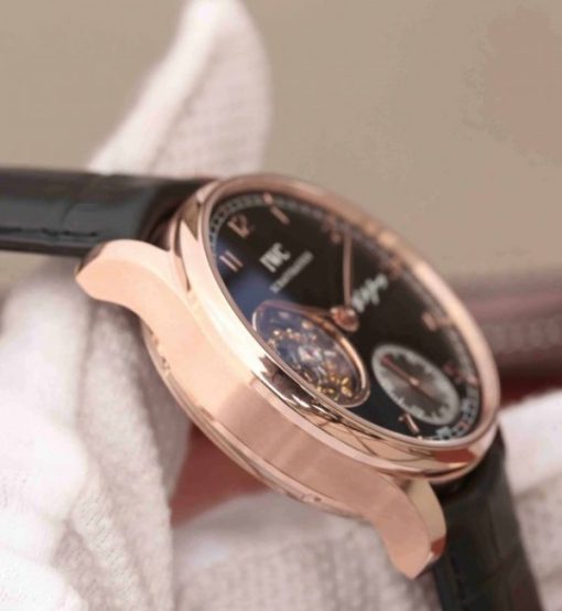 Replica IWC AZ Portuguese Flying Tourbillon SS Black Dial Leather Strap - Image 7