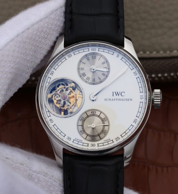 Replica IWC BM Portuguese Flying Tourbillon SS White Dial 2 Sub Dials