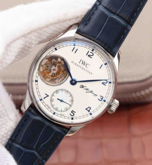 Replica IWC AZ Portuguese Tourbillon White Dial Blue Markers - Image 2