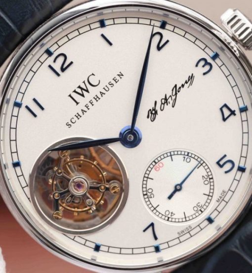Replica IWC AZ Portuguese Tourbillon White Dial Blue Markers - Image 3