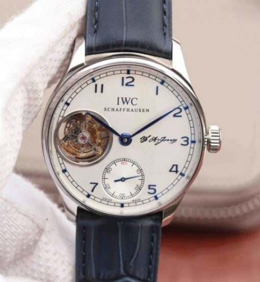 Replica IWC AZ Portuguese Tourbillon White Dial Blue Markers