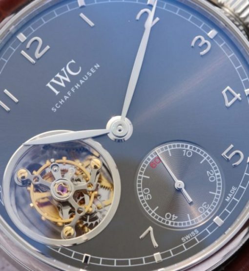 Replica IWC BM Portuguese Tourbillon Gray Dial Leather Strap - Image 2
