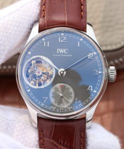 Replica IWC BM Portuguese Tourbillon Gray Dial Leather Strap