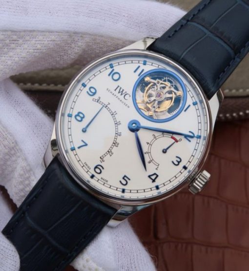 Replica IWC AZ Portuguese Tourbillon IW5046 White Dial Blue Markers - Image 2