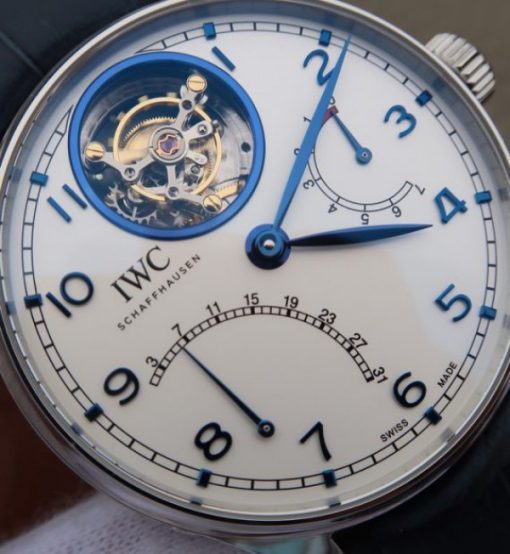 Replica IWC AZ Portuguese Tourbillon IW5046 White Dial Blue Markers - Image 3