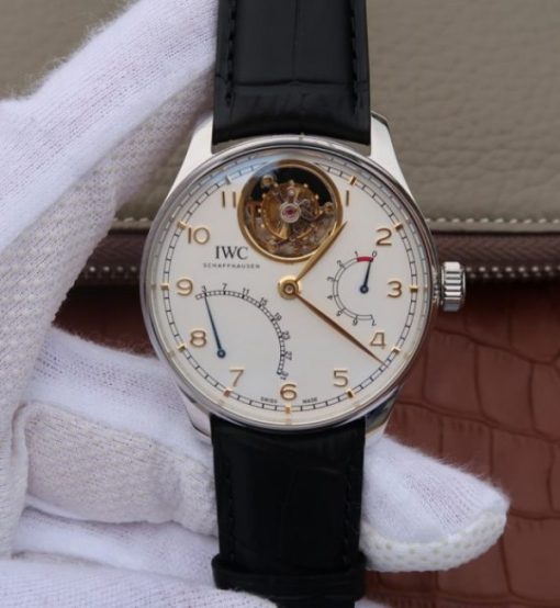 Replica IWC AZ Portuguese Tourbillon IW5046 White Dial YG Markers