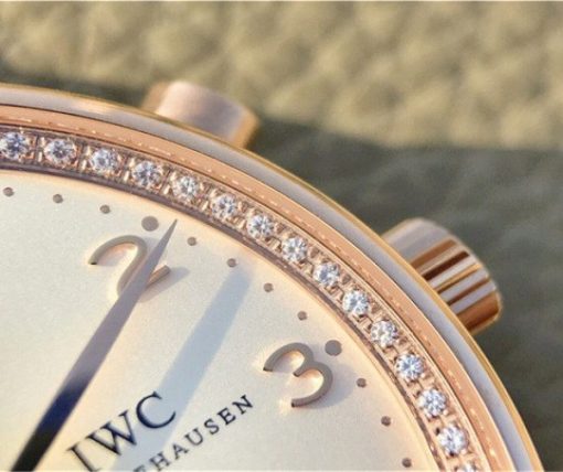Replica IWC ZF Portuguese Chrono IW3714 RG White Dial Diamonds Inner Bezel - Image 4