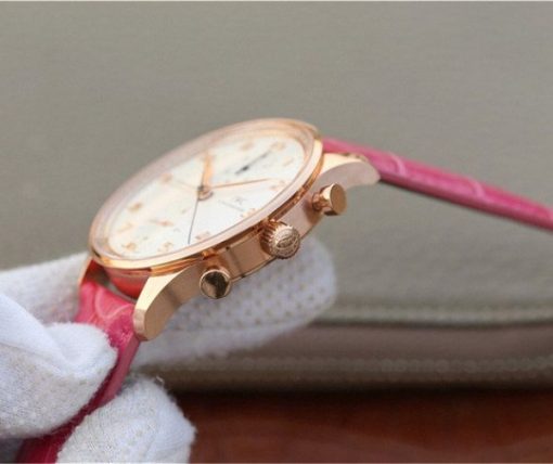 Replica IWC ZF Portuguese Chrono IW3714 RG White Dial Diamonds Inner Bezel - Image 6