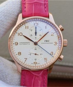Replica IWC ZF Portuguese Chrono IW3714 RG White Dial Diamonds Inner Bezel