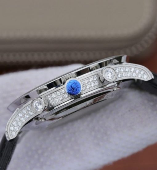 Replica IWC ZF Portuguese Chrono IW371447 Diamonds Bezel Leather Strap - Image 4