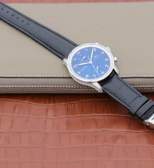 Replica IWC ZF Portuguese Chrono IW371447 Diamonds Bezel Leather Strap - Image 8
