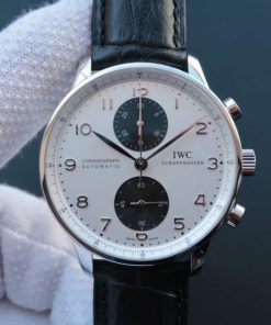 Replica IWC ZF Portuguese Chrono IW371411 Black Leather Strap