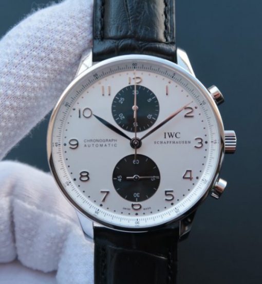 Replica IWC ZF Portuguese Chrono IW371411 Black Leather Strap