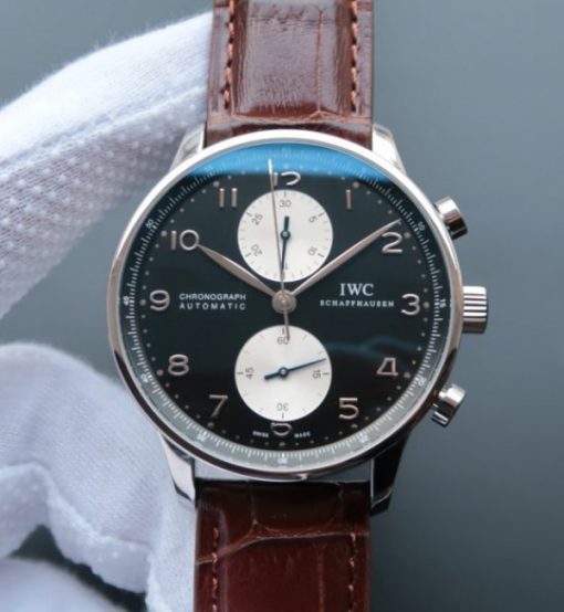 Replica IWC ZF Portuguese Chrono IW371404 Brown Leather Strap