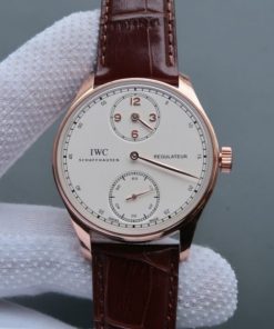 Replica IWC YLF Portuguese Regulateur RG White Dial Gold Markers A6498