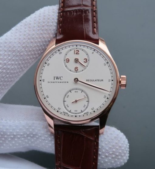 Replica IWC YLF Portuguese Regulateur RG White Dial Gold Markers A6498