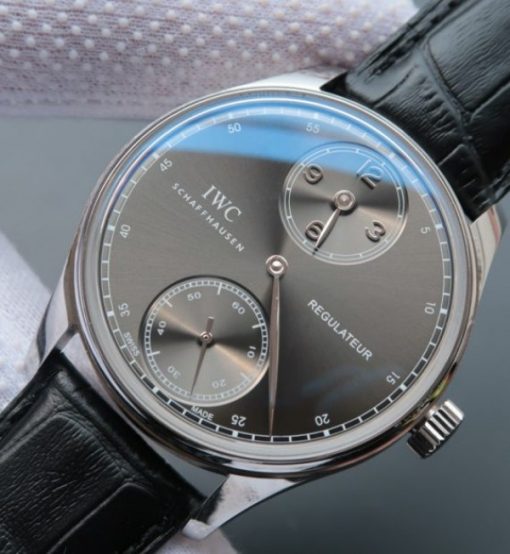 Replica IWC YLF Portuguese Regulateur Gray Dial Leather Strap A6498 - Image 2