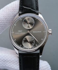 Replica IWC YLF Portuguese Regulateur Gray Dial Leather Strap A6498