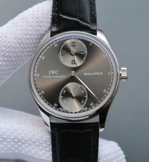 Replica IWC YLF Portuguese Regulateur Gray Dial Leather Strap A6498