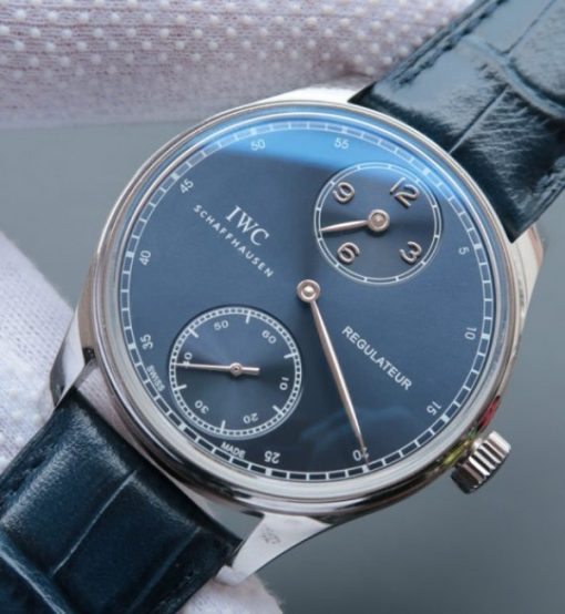 Replica IWC YLF Portuguese Regulateur Blue Dial Leather Strap A6498 - Image 2