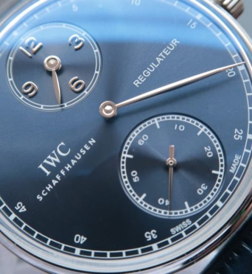 Replica IWC YLF Portuguese Regulateur Blue Dial Leather Strap A6498 - Image 3