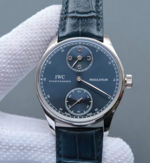 Replica IWC YLF Portuguese Regulateur Blue Dial Leather Strap A6498