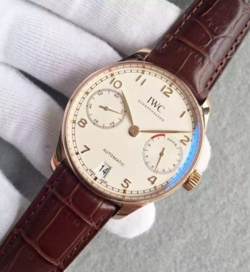 Replica IWC ZF Portuguese IW500701 RG White Dial Leather Strap A52010 - Image 2