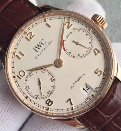 Replica IWC ZF Portuguese IW500701 RG White Dial Leather Strap A52010 - Image 3