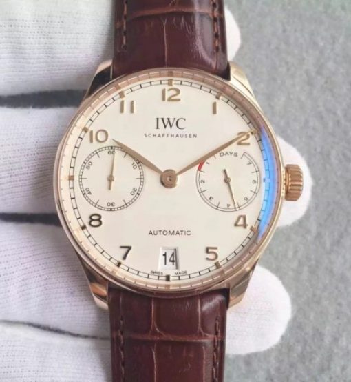 Replica IWC ZF Portuguese IW500701 RG White Dial Leather Strap A52010