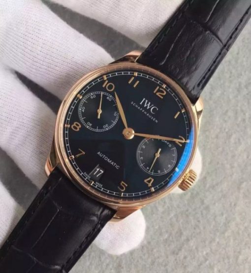 Replica IWC ZF Portuguese RG IW5007 Black Dial Leather Strap A52010 - Image 2