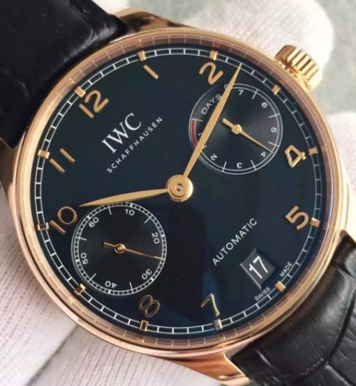 Replica IWC ZF Portuguese RG IW5007 Black Dial Leather Strap A52010 - Image 3