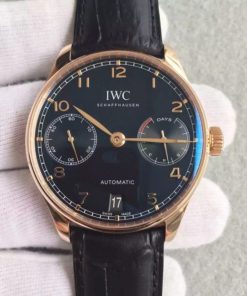Replica IWC ZF Portuguese RG IW5007 Black Dial Leather Strap A52010