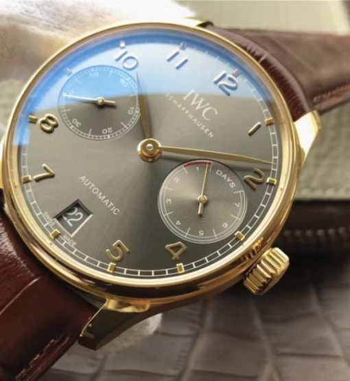 Replica IWC ZF Portuguese IW5001 YG Gray Dial Leather Strap - Image 2
