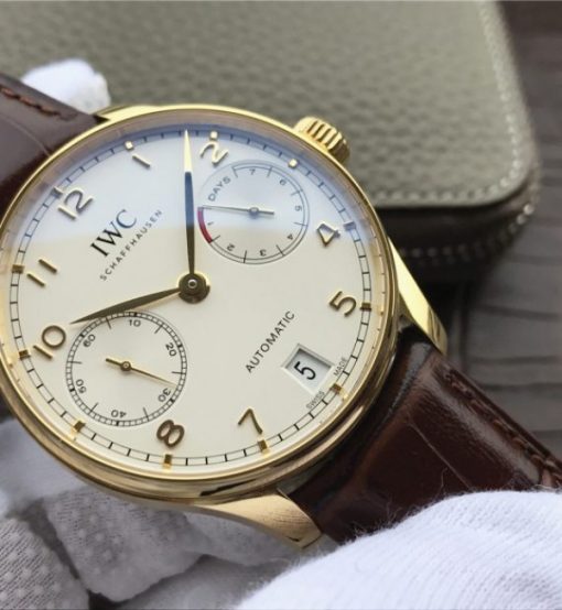 Replica IWC ZF Portuguese IW500101 YG White Dial Leather Strap A52010 - Image 2