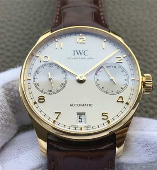 Replica IWC ZF Portuguese IW500101 YG White Dial Leather Strap A52010 - Image 3