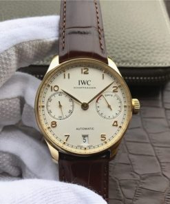 Replica IWC ZF Portuguese IW500101 YG White Dial Leather Strap A52010