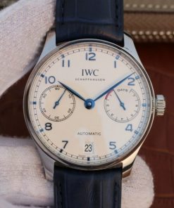 Replica IWC ZF Portuguese IW500705 White Dial Blue Markers Leather Strap V3