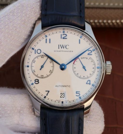Replica IWC ZF Portuguese IW500705 White Dial Blue Markers Leather Strap V3