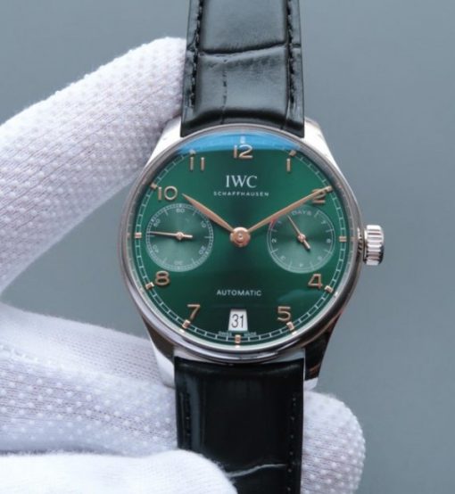 Replica IWC ZF Portuguese IW500708 Green Dial Rose Gold Markers A52010 V5