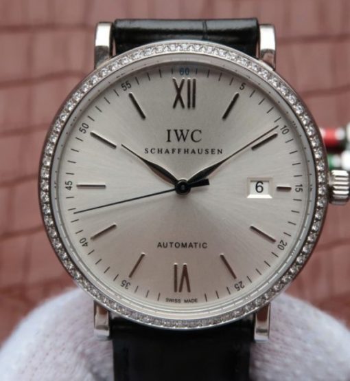 Replica IWC MK Portofino IW356514 Silver Dial Diamonds Bezel - Image 3
