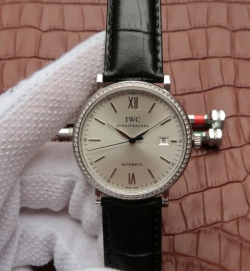 Replica IWC MK Portofino IW356514 Silver Dial Diamonds Bezel