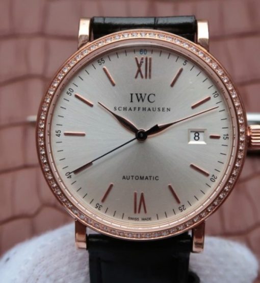 Replica IWC MK Portofino IW356515 RG Silver Dial Diamonds Bezel - Image 3