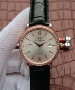 Replica IWC MK Portofino IW356515 RG Silver Dial Diamonds Bezel