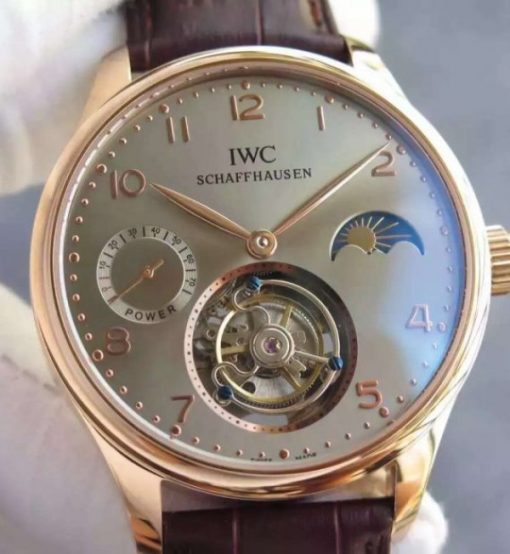 Replica IWC Portuguese Tourbillon Power Reserve Moonphase RG Markers Gray Dial - Image 4