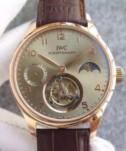 Replica IWC Portuguese Tourbillon Power Reserve Moonphase RG Markers Gray Dial