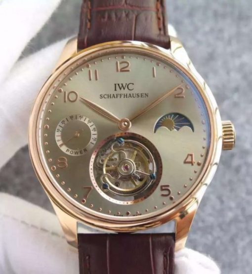 Replica IWC Portuguese Tourbillon Power Reserve Moonphase RG Markers Gray Dial