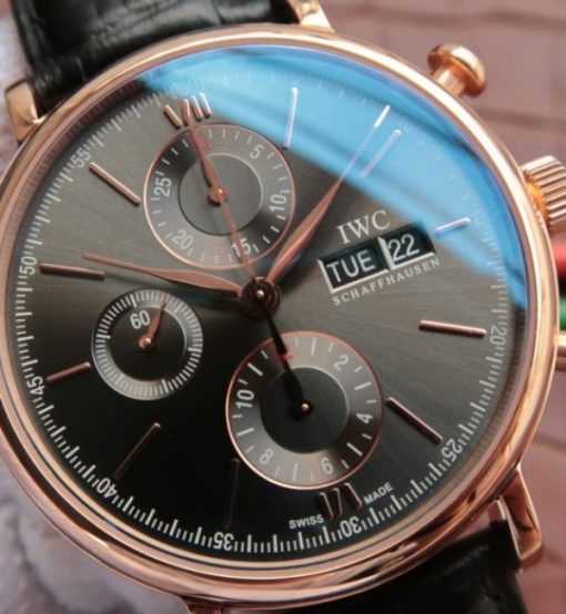 Replica IWC V6 Portofino IW391021 Chronograph RG Gray Dial Leather Strap - Image 3