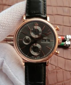 Replica IWC V6 Portofino IW391021 Chronograph RG Gray Dial Leather Strap