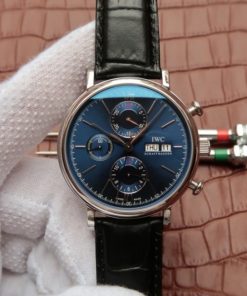 Replica IWC Portofino Chrono IW391019 Blue Dial Leather Strap