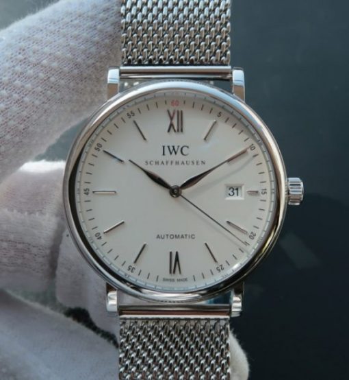 Replica IWC MK Portofino IW356505 Automatic White Dial SS Mesh Bracelet